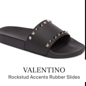 Valentino Garavani Black Rockstud Rubber Slides